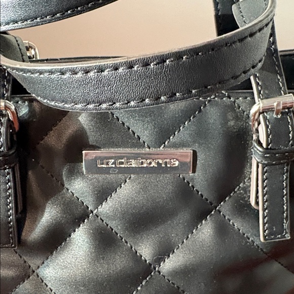 Liz Claiborne mini tote Black Quilted Hand Bag purse - Picture 2 of 9